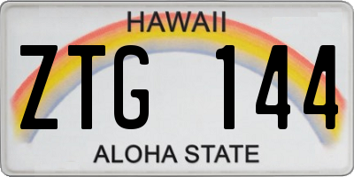 HI license plate ZTG144