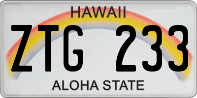 HI license plate ZTG233