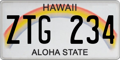 HI license plate ZTG234