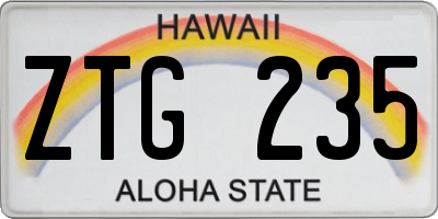 HI license plate ZTG235