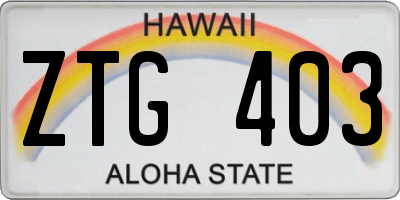 HI license plate ZTG403