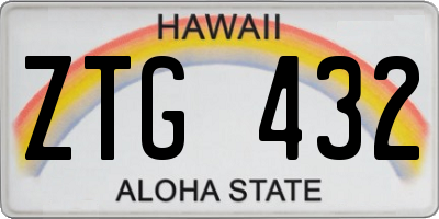 HI license plate ZTG432