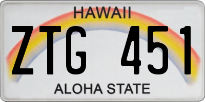 HI license plate ZTG451