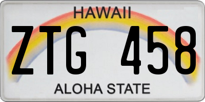 HI license plate ZTG458