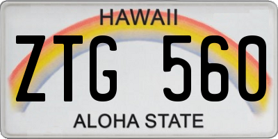 HI license plate ZTG560