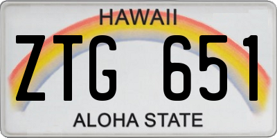 HI license plate ZTG651