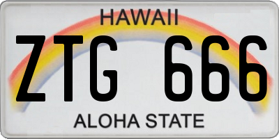 HI license plate ZTG666