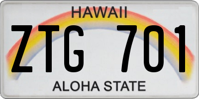 HI license plate ZTG701