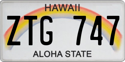 HI license plate ZTG747