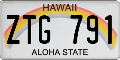 HI license plate ZTG791