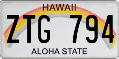 HI license plate ZTG794