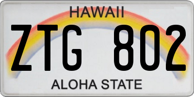 HI license plate ZTG802