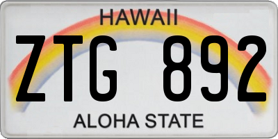 HI license plate ZTG892