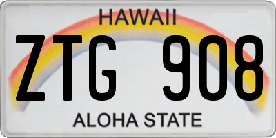HI license plate ZTG908