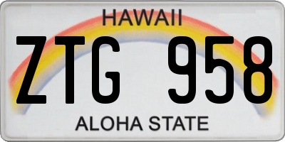 HI license plate ZTG958