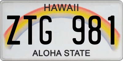 HI license plate ZTG981