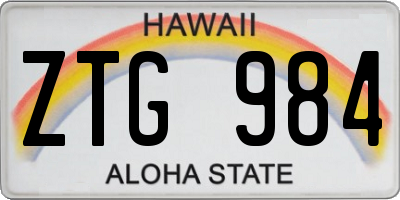 HI license plate ZTG984