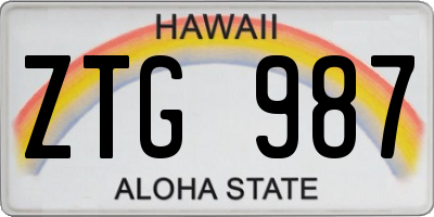 HI license plate ZTG987