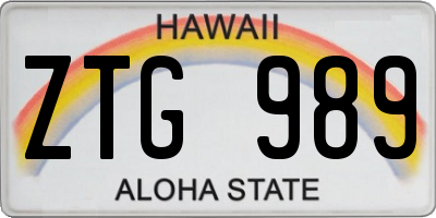 HI license plate ZTG989