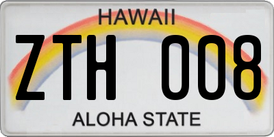 HI license plate ZTH008
