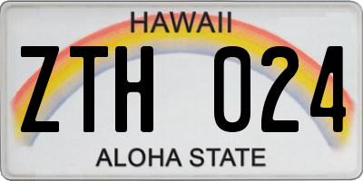 HI license plate ZTH024