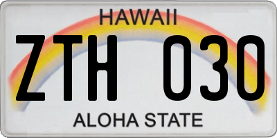 HI license plate ZTH030