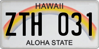 HI license plate ZTH031