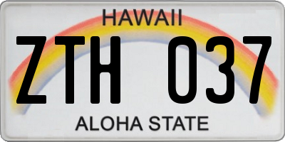 HI license plate ZTH037