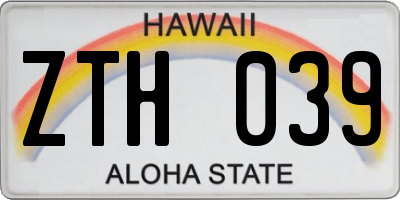 HI license plate ZTH039