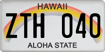 HI license plate ZTH040