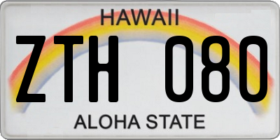 HI license plate ZTH080