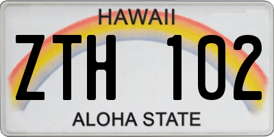 HI license plate ZTH102
