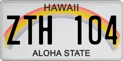 HI license plate ZTH104