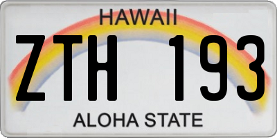 HI license plate ZTH193