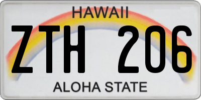 HI license plate ZTH206