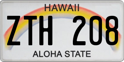 HI license plate ZTH208