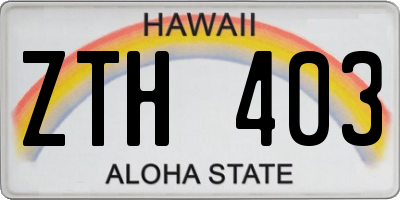 HI license plate ZTH403