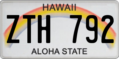 HI license plate ZTH792