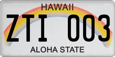 HI license plate ZTI003