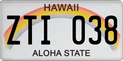 HI license plate ZTI038