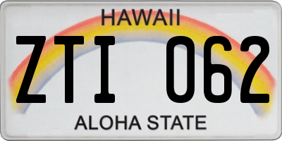 HI license plate ZTI062