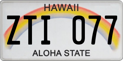 HI license plate ZTI077