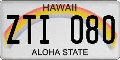 HI license plate ZTI080