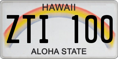 HI license plate ZTI100