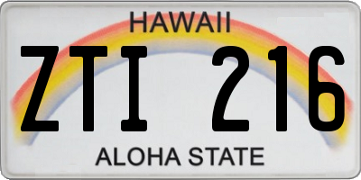HI license plate ZTI216
