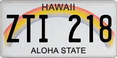 HI license plate ZTI218