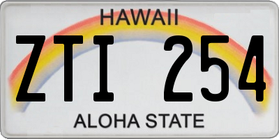 HI license plate ZTI254