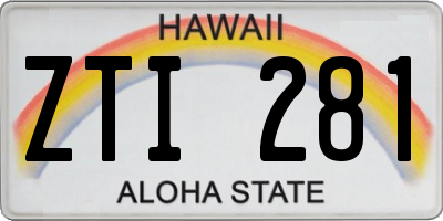 HI license plate ZTI281