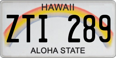 HI license plate ZTI289