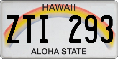 HI license plate ZTI293